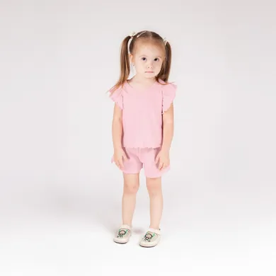 Komplet dziewczęcy, T-shirt, Szorty, różowy, Nicol