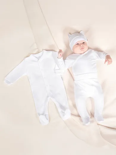 Komplet niemowlęcy 4-częściowy, biały, Nicol