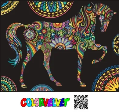 Koń Mandale. Kolorowanka welwetowa, 47-35 cm