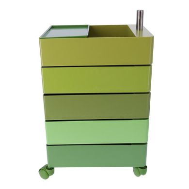 Kontenerek, szafka na kółkach, z pięcioma szufladami, zielony