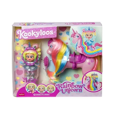 KookyLoos, Rainbow Unicorn, zestaw z figurką i jednorożcem