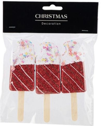 Koopman, lody, dekoracja wisząca, bombka, czerwony, 3 szt.