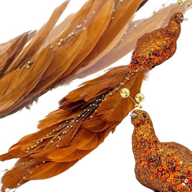 Koopman, ptaszek dekoracyjny na klipsie, brązowo-miedziany, 38 cm