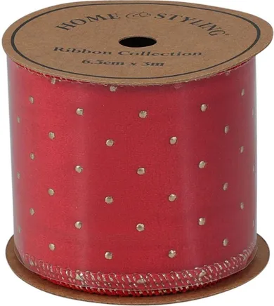 Koopman, wstążka złote kropki, czerwona, 6,3-300 cm