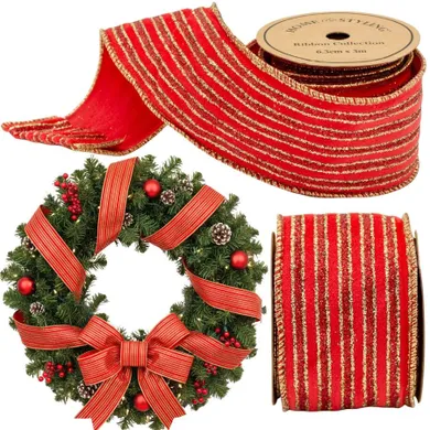 Koopman, wstążka złote paski, czerwona, 6,3-300 cm