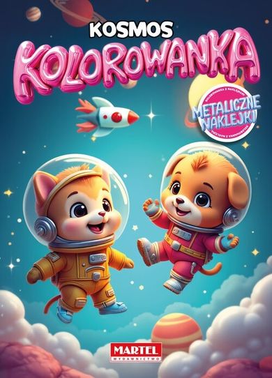 Kosmos z naklejkami metalicznymi. Kolorowanka