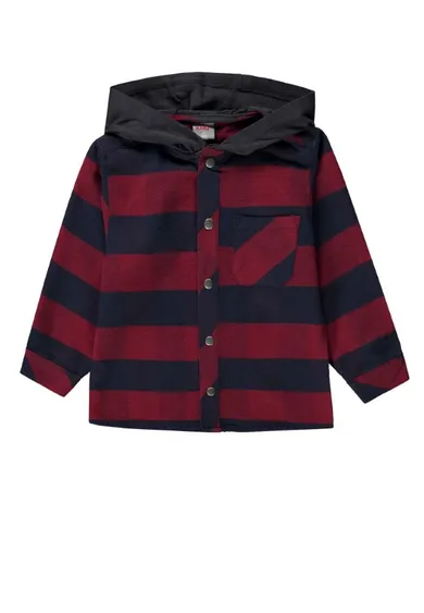 Koszula chłopięca z długim rękawem, z kapturem, czerwona, Kanz