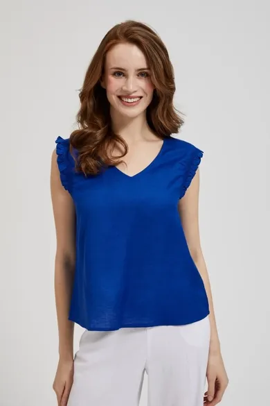 Koszula damska bez rękawów, granatowa, Moodo