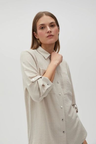 Koszula damska, beżowa, Moodo