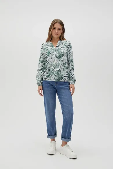 Koszula damska, biało-zielona, Moodo