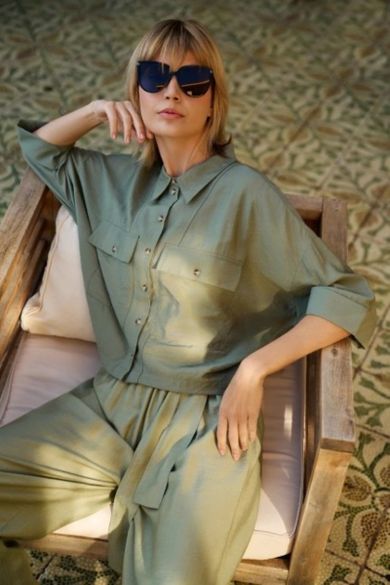 Koszula damska, khaki, Moodo