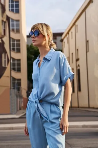 Koszula damska, niebieska, Moodo