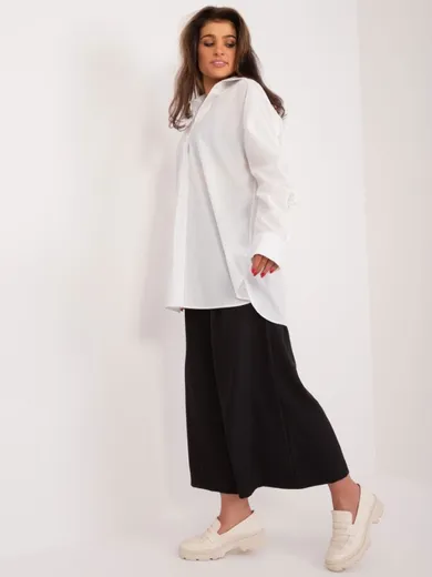 Koszula damska z długim rękawem, biała, Lakerta