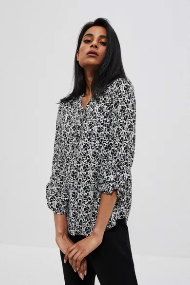 Koszula damska z długim rękawem, biała, Moodo