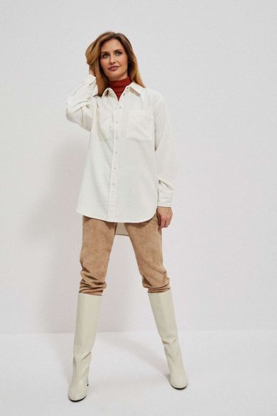 Koszula damska z długim rękawem, biała, Moodo