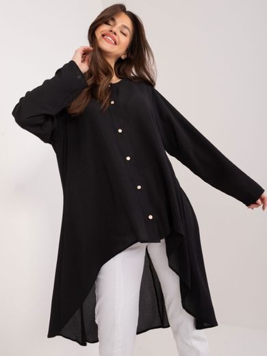 Koszula damska z długim rękawem, czarna, Lakerta