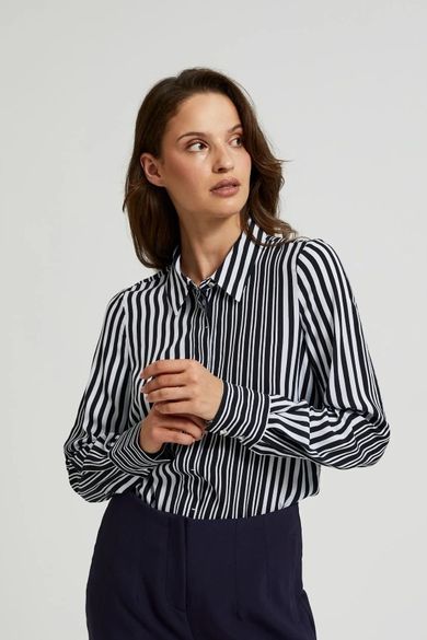 Koszula damska z długim rękawem, czarna, Moodo