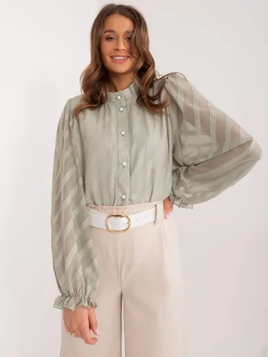 Koszula damska z długim rękawem, khaki, Lakerta