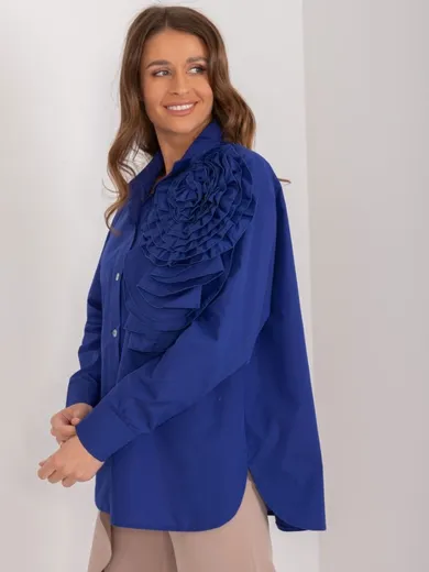 Koszula damska z długim rękawem, niebieska, Lakerta