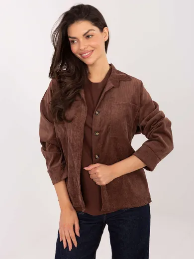 Koszula damska z długim rękawem, oversize, brązowa, Sublevel