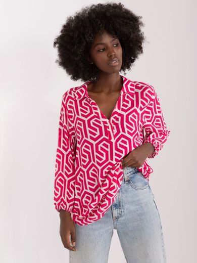 Koszula damska z długim rękawem, różowa, Sublevel