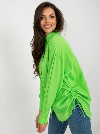 Koszula damska z długim rękawem, zielona, Factory Price