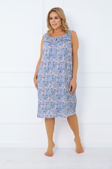Koszula nocna damska bez rękawów, niebieska, Italian Fashion
