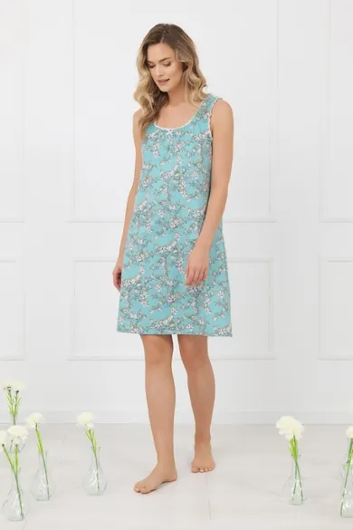 Koszula nocna damska na ramiączka, niebieska, Hikari, Italian Fashion