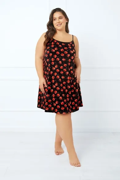 Koszula nocna damska na ramiączka, plus size, mix, Cherry, Italian Fashion