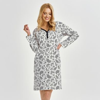 Koszula nocna damska z długim rękawem, biała, Aida, Taro