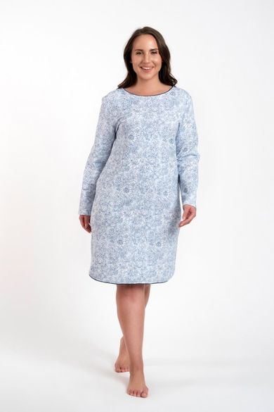 Koszula nocna damska z długim rękawem, niebieska, Gracjela, Italian Fashion