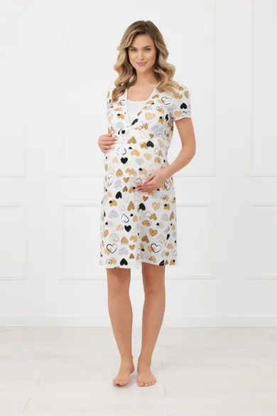 Koszula nocna damska z krótkim rękawem, ciążowa, mix, Ariela, Italian Fashion