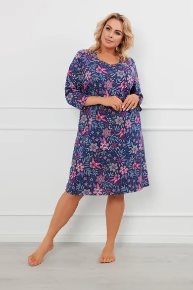 Koszula nocna damska z rękawem 3/4, plus size, mix, Italian Fashion