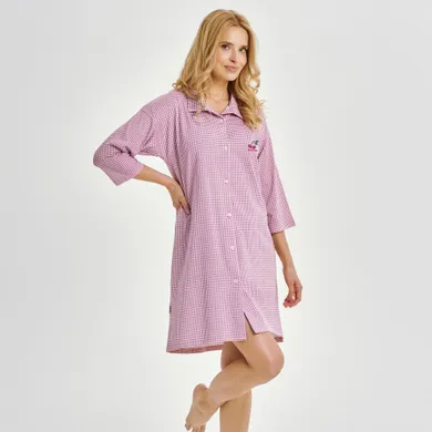 Koszula nocna damska z rękawem 3/4, różowa, Jolie, Taro