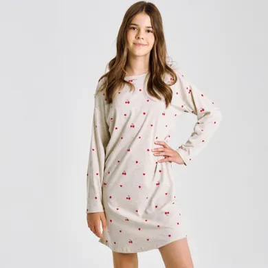 Koszula nocna dziewczęca z długim rękawem, szara, Astrid, Taro