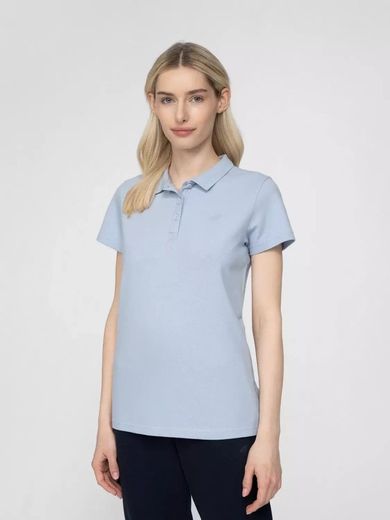 Koszulka polo damska z krótkim rękawem, niebieska, 4F