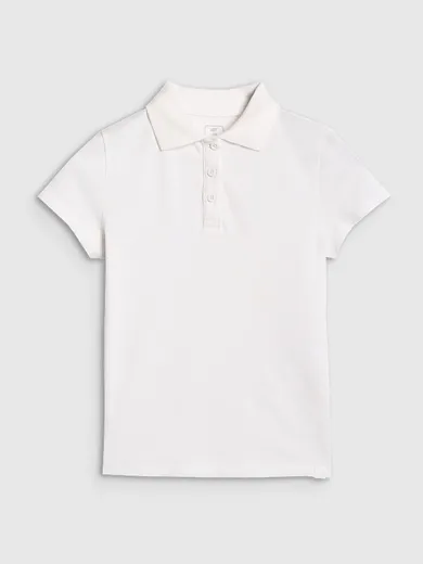 Koszulka polo dziewczęca z krótkim rękawem, biała, 4F