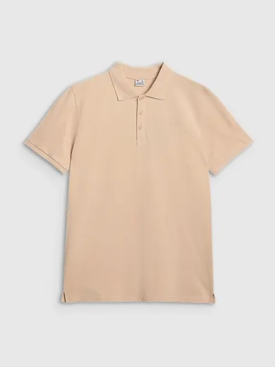 Koszulka polo męska z krótkim rękawem, beżowa, 4F