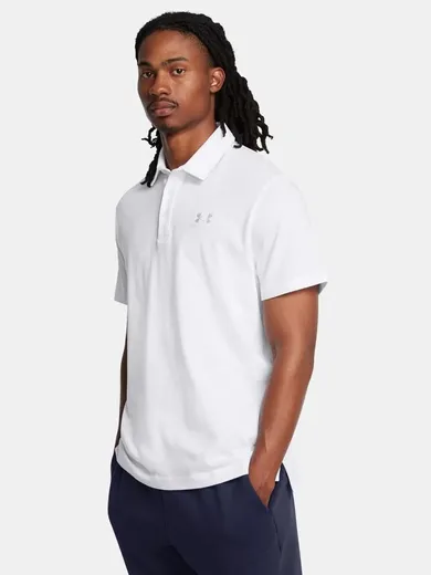 Koszulka polo męska z krótkim rękawem, biała, Under Armour