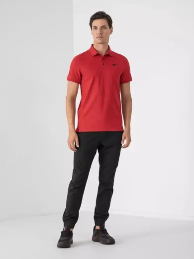 Koszulka polo męska z krótkim rękawem, czerwona, 4F