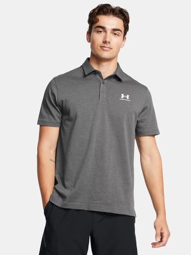 Koszulka polo męska z krótkim rękawem, szara, Under Armour