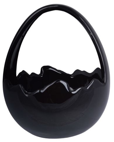 Koszyczek ceramiczny, czarny, duży, 18 cm