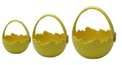 Koszyczek ceramiczny, żółty ze złotym biżuteryjnym motylkiem, średni, 12,5-12,5-15 cm