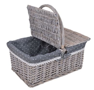 Koszyk wiklinowy prostokątny, otwierany, 31-45-42 cm