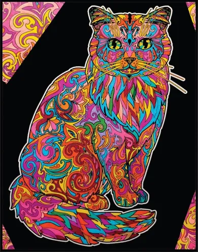 Kot długowłosy. Kolorowanka welwetowa A4