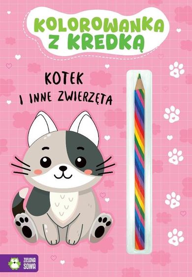 Kotek i inne zwierzęta. Kolorowanka z kredką