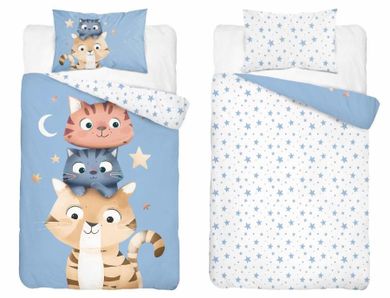 Kotki, 2-częściowy komplet pościeli dziecięcej, niebieski, 90-120 cm