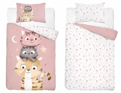 Kotki, 2-częściowy komplet pościeli dziecięcej, różowy, 90-120 cm
