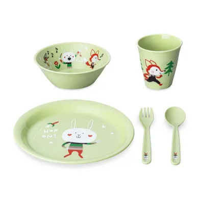 Koziol, Hop On At Home, zestaw obiadowy dla dzieci, zielony