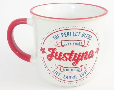 Retro, kubek ceramiczny, Justyna, 300 ml